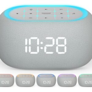 ANJANK Digitaler Radiowecker mit Bluetooth Lautsprecher, 10W Hi-Fi Dual-Lautsprecher, 7-Farbiges Nachtlicht, Wecker mit 8 Wecktönen, 0-100% Display-Dimmer, Wecker für Schlafzimmer und Nachttisch