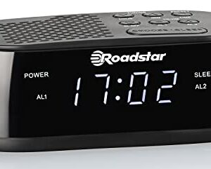 Roadstar CLR-2477 Radiowecker, Digitaler Radio PLL-FM, Zwei Weckzeiten und Schlaf Timer, USB-Anschluss, 20 Senderspeicher, LCD-Display, Schlummerfunktion, Schwarz