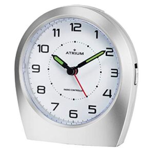 Atrium Funkwecker Analog Quarz ohne Ticken klassisches Design matt Silber A620-19