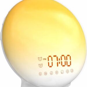 Lichtwecker, Tageslichtwecker Sonnenaufgangssimulation, Nachttischlampe mit USB-Ladefunktion, Zwei Alarmen, 20 Helligkeit Schlummerfunktion ,7 natürlichen Klängen und UKW-Radio für Erwachsene& Kinder