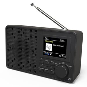 LFF DAB Plus Radio Mit Bluetooth, Digitalradio Mit 2,4" Farbdisplay, Kleines Küchenradio Batteriebetrieben, UKW-Empfang, Netzstecker, Schwarz
