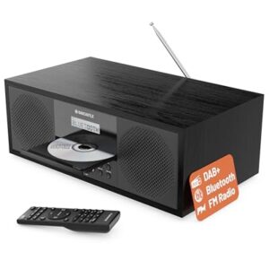 DAB Radio mit CD Player und Bluetooth | 60W Stereoanlage | Kompaktanlage mit USB | CD Player HiFi | UKW Radio Musikanlage | Digitalradio mit CD Player & Fernsteuerung | Küchenradio | OAKCASTLE DAB500
