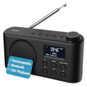 Tragbares Bluetooth DAB, DAB+ Radio | USB-C betrieben & wiederaufladbarer Akku | 12 Stunden Wiedergabe, LED-Display, Kopfhörerbuchse | Dual Alarm, FM, 40 Voreinstellungen | MAJORITY Orwell