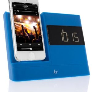 KitSound XDOCK2 Radio Uhr Dockingstation/Ladegerät mit Lightning Anschluss für iPhone 5/5S/5C/SE, iPod Nano 7. Generation and iPod Touch 5. Generation (UK Netzstecker) - Blau