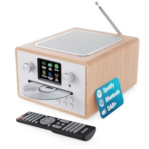 Internetradio mit CD Player & DAB Plus | Küchenradio mit Bluetooth & FM Radio | Digitalradio WLAN mit Spotify Connect, Podcasts | EQ, Farbdisplay, Inklusive Fernbedienung | MAJORITY Homerton (Eiche)