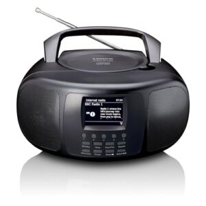 Lenco SCD-6000BK Tragbares Internetradio mit DAB+/FM, Bluetooth, CD-Player und 2,4-Zoll TFT-LCD-Farbdisplay, Dualband-WLAN, Stereo-Sound - schwarz