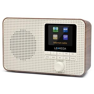 LEMEGA Tragbares WLAN-Internetradio IR1 mit DAB / DAB + / FM-Radio,drahtlosem Bluetooth,Doppelwecker,Sleep- und Snooze-Timer,60 Voreinstellungen,Kopfhörerausgang,Netzbetrieb und Batterien walnuss